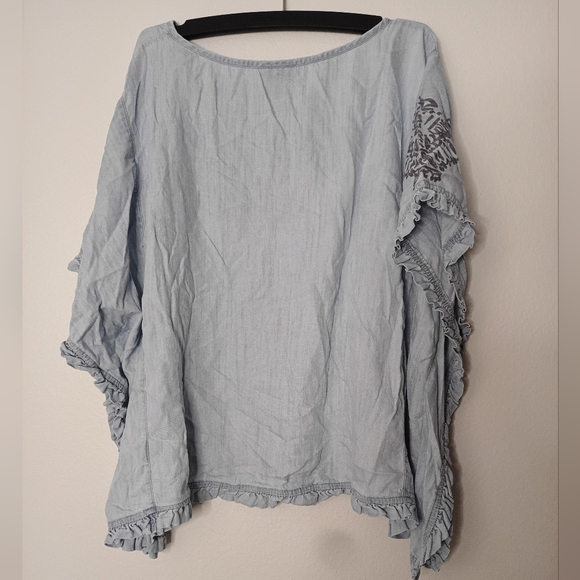 Ariat Eden Blouse Tencel Lyocell Light Blue Floral Women's Top Boho Paisley - Picture 10 of 10